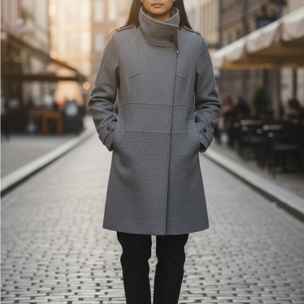 Karen Millen Gray Wool Blend Coat
